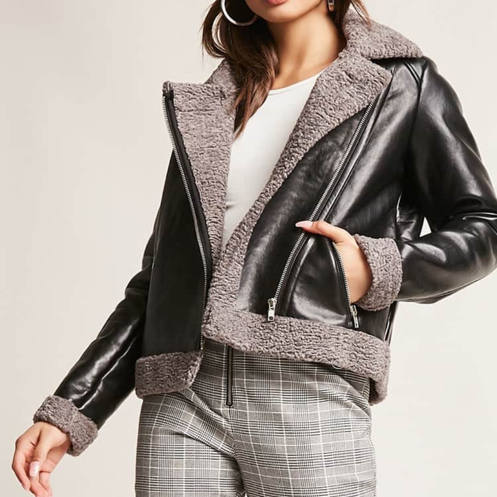 SALE! NWT Goldie London faux leather and shearling coat